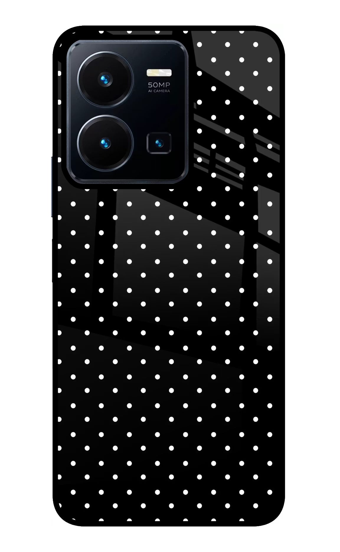White Dots Vivo Y35 Glass Case Back Cover by Casekaro