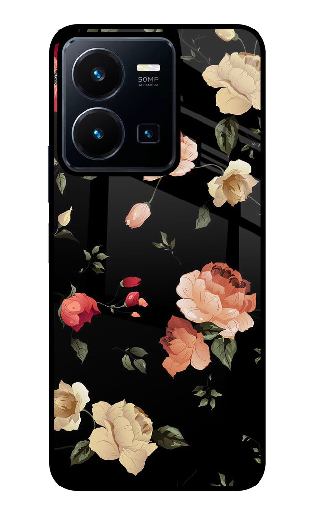 Flowers Vivo Y35 Glass Case Back Cover by Casekaro