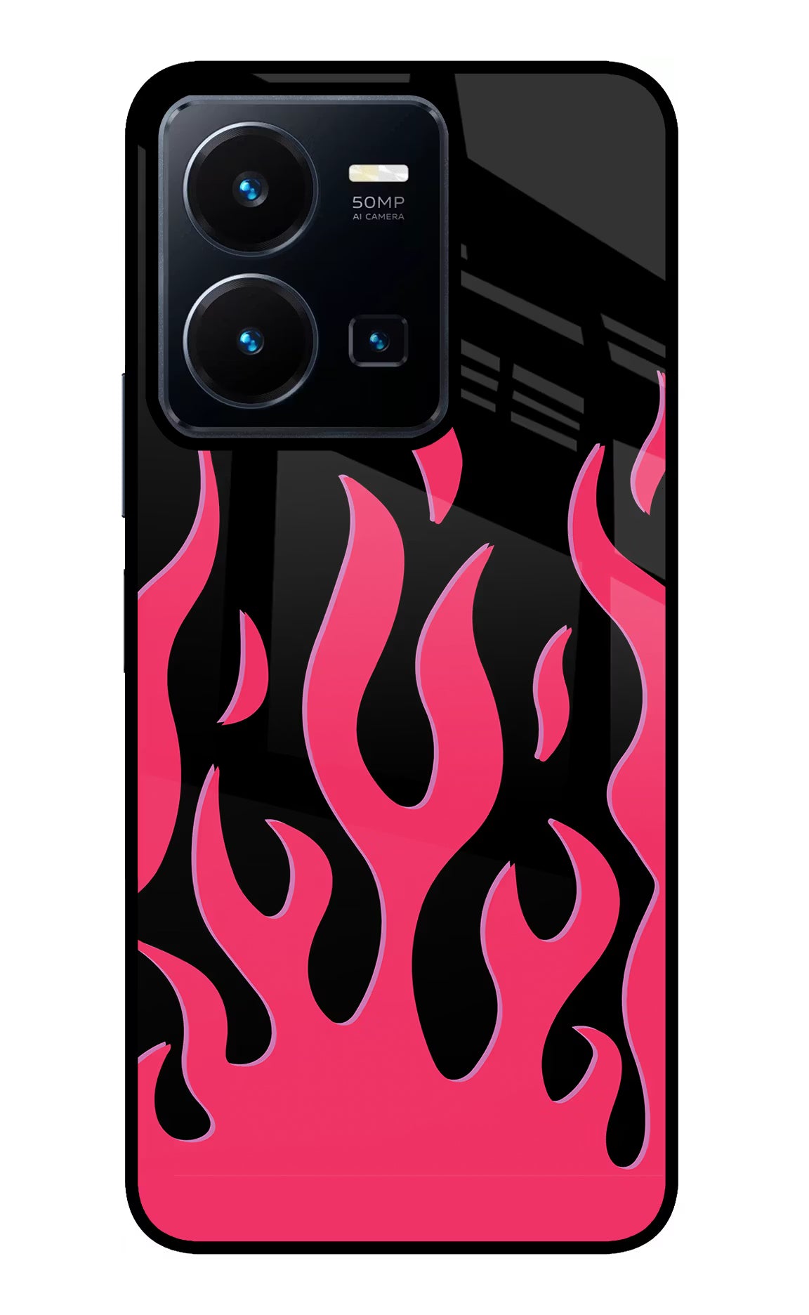 Fire Flames Vivo Y35 Glass Case Back Cover by Casekaro