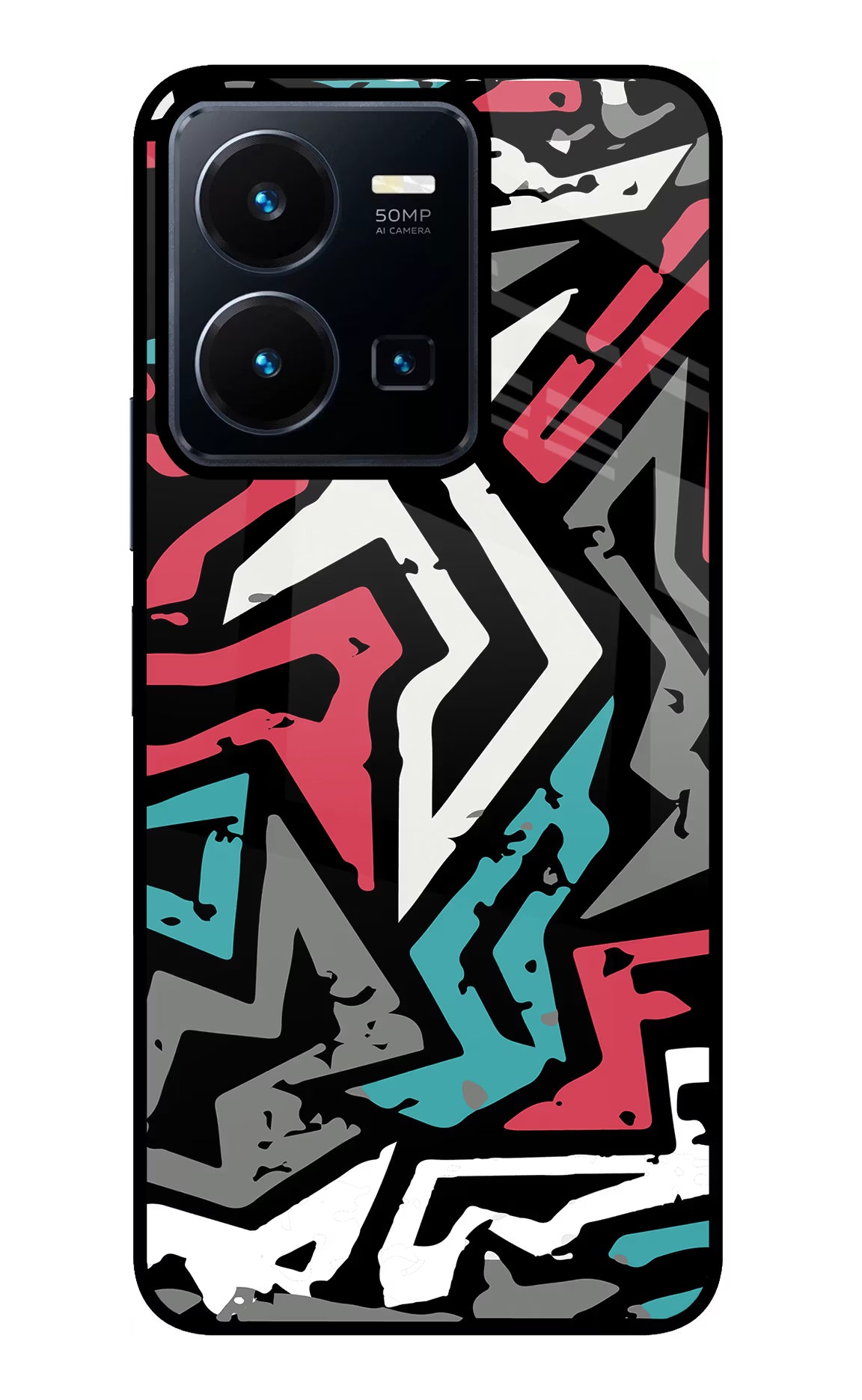 Geometric Graffiti Vivo Y35 Glass Case Back Cover by Casekaro