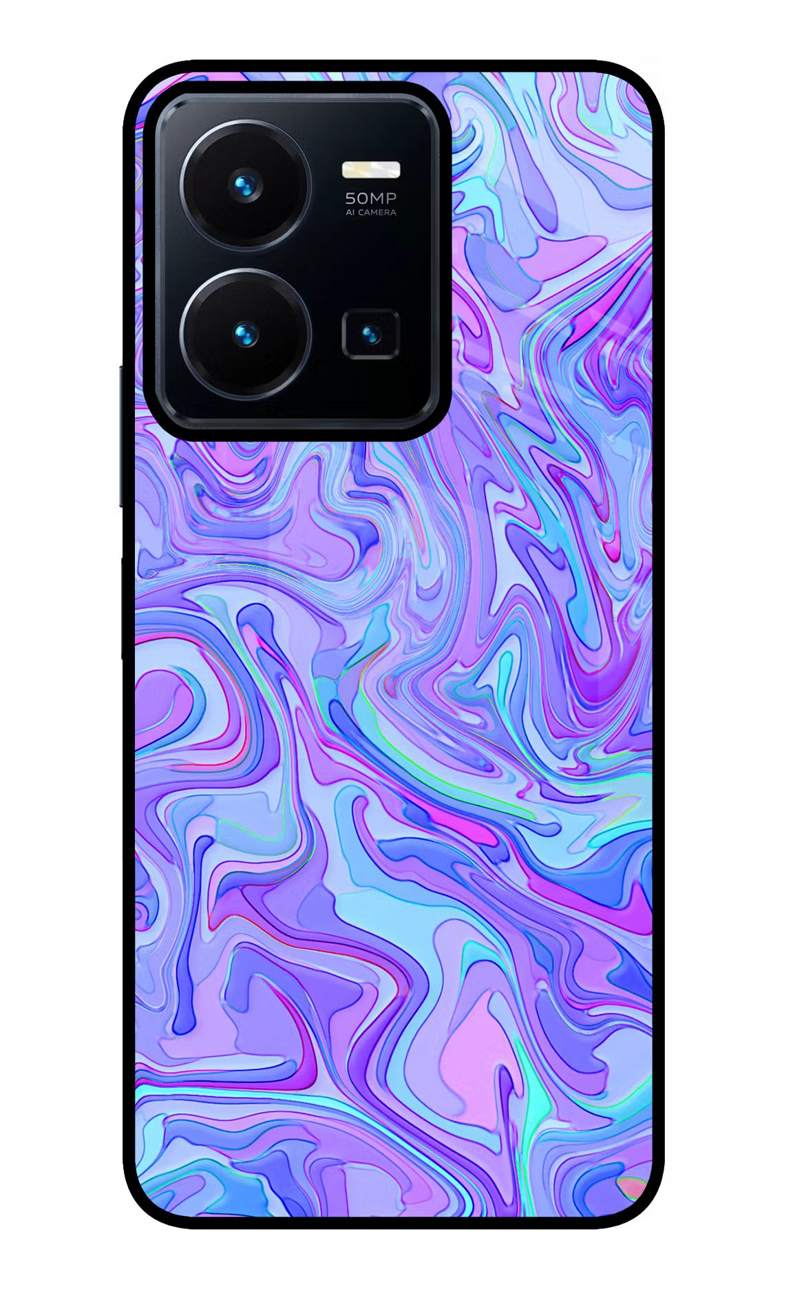 Glitter Vivo Y35 Glass Case Back Cover by Casekaro