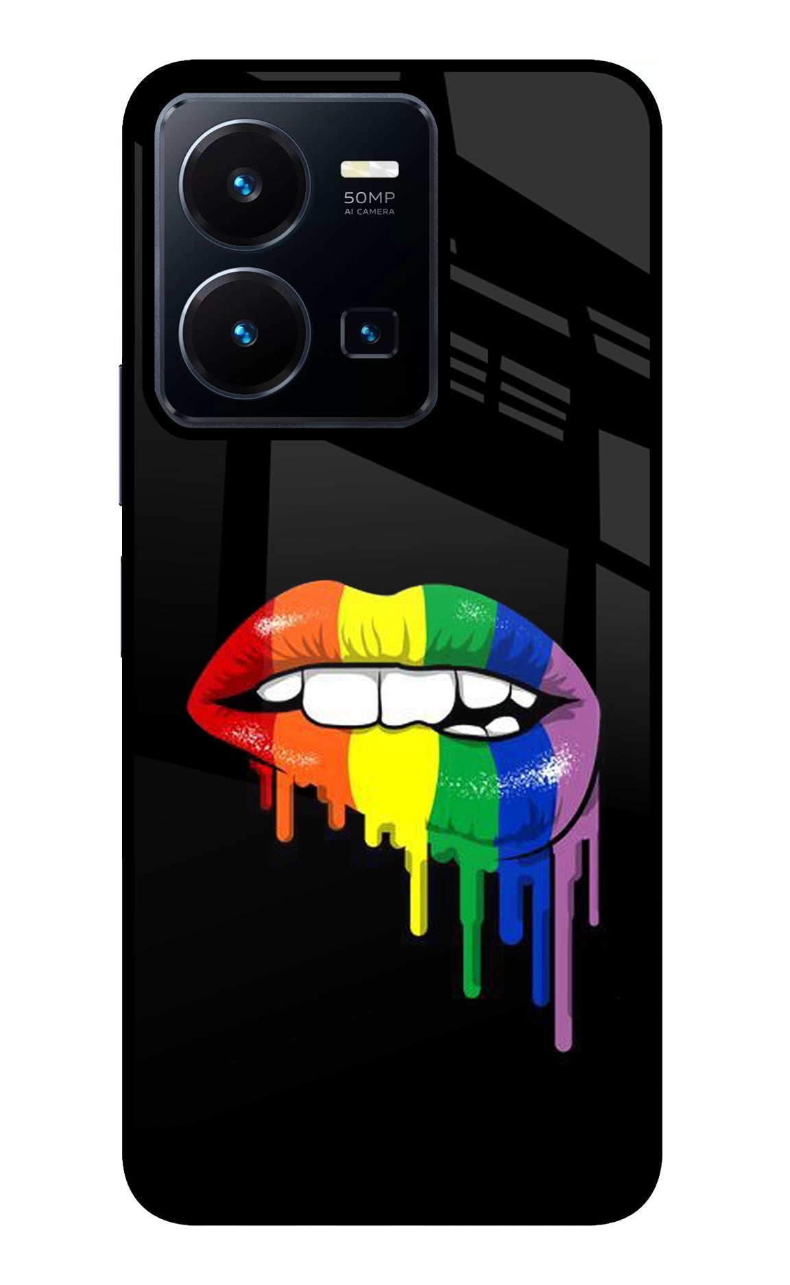 Lips Biting Vivo Y35 Glass Case