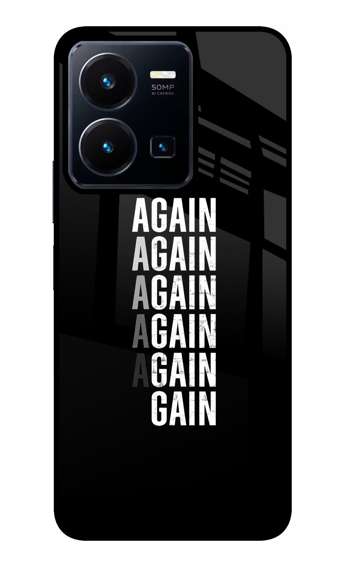 Again Again Gain Vivo Y35 Glass Case Back Cover by Casekaro