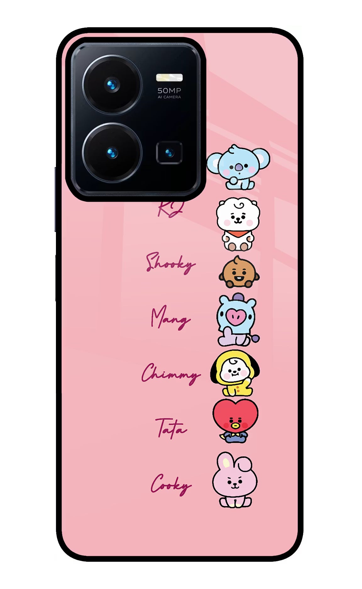 BTS names Vivo Y35 Glass Case Back Cover by Casekaro