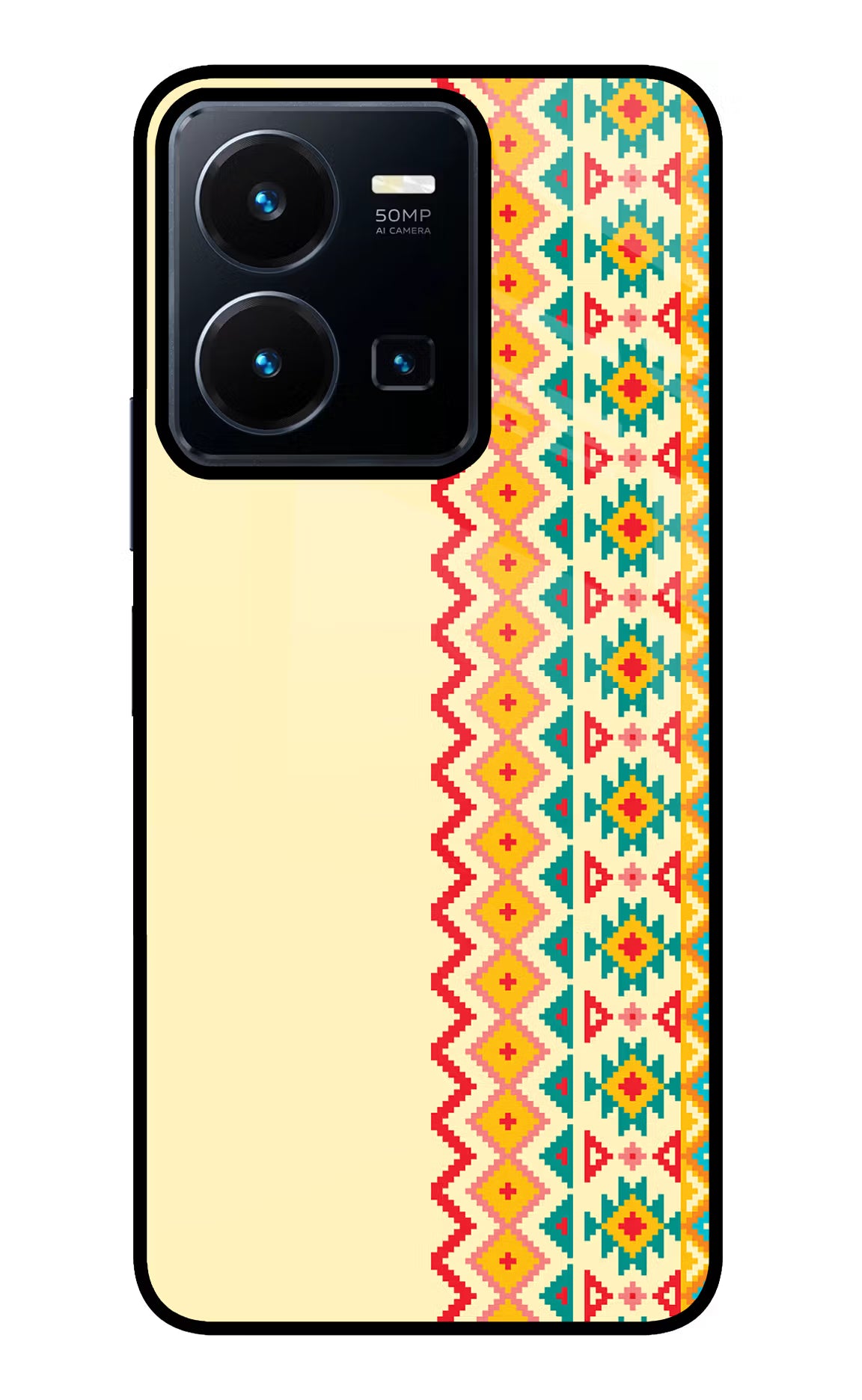 Ethnic Seamless Vivo Y35 Glass Case Back Cover by Casekaro