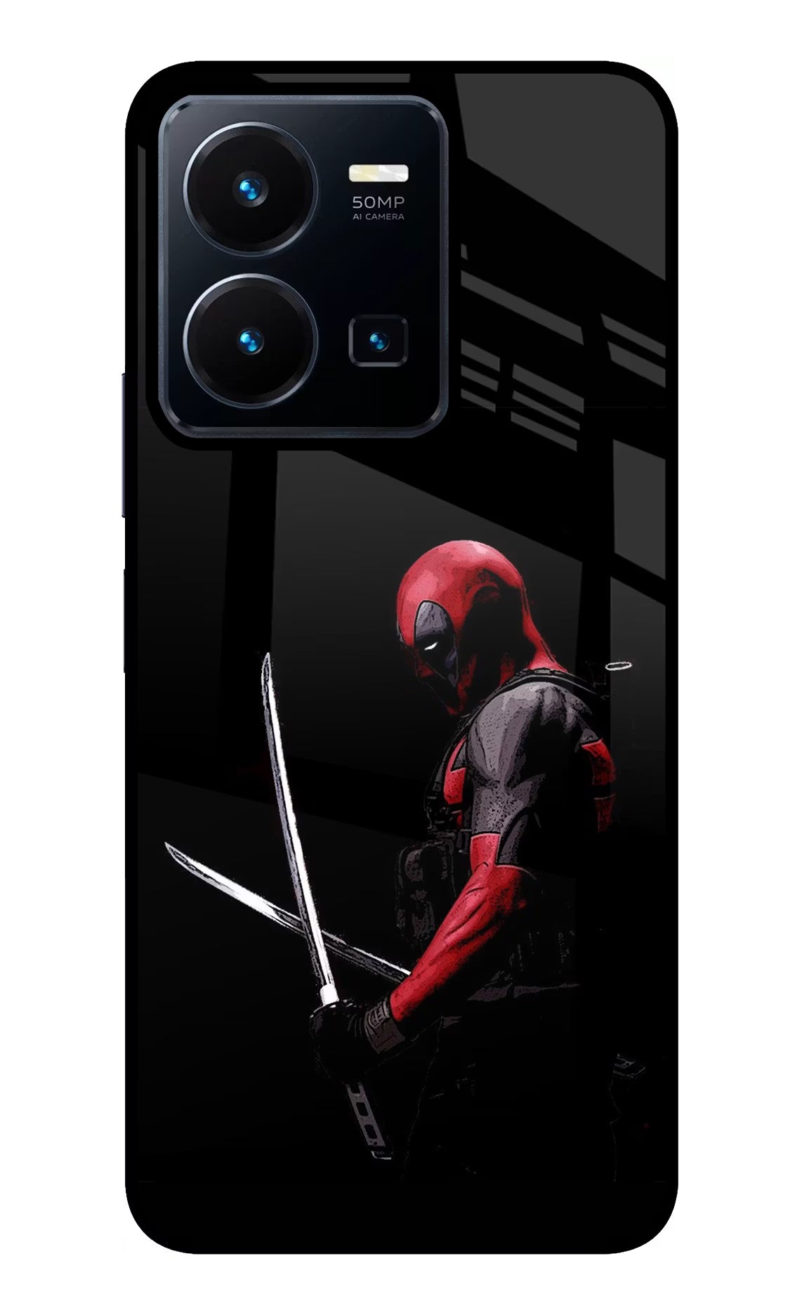 Deadpool Vivo Y35 Glass Case Back Cover by Casekaro