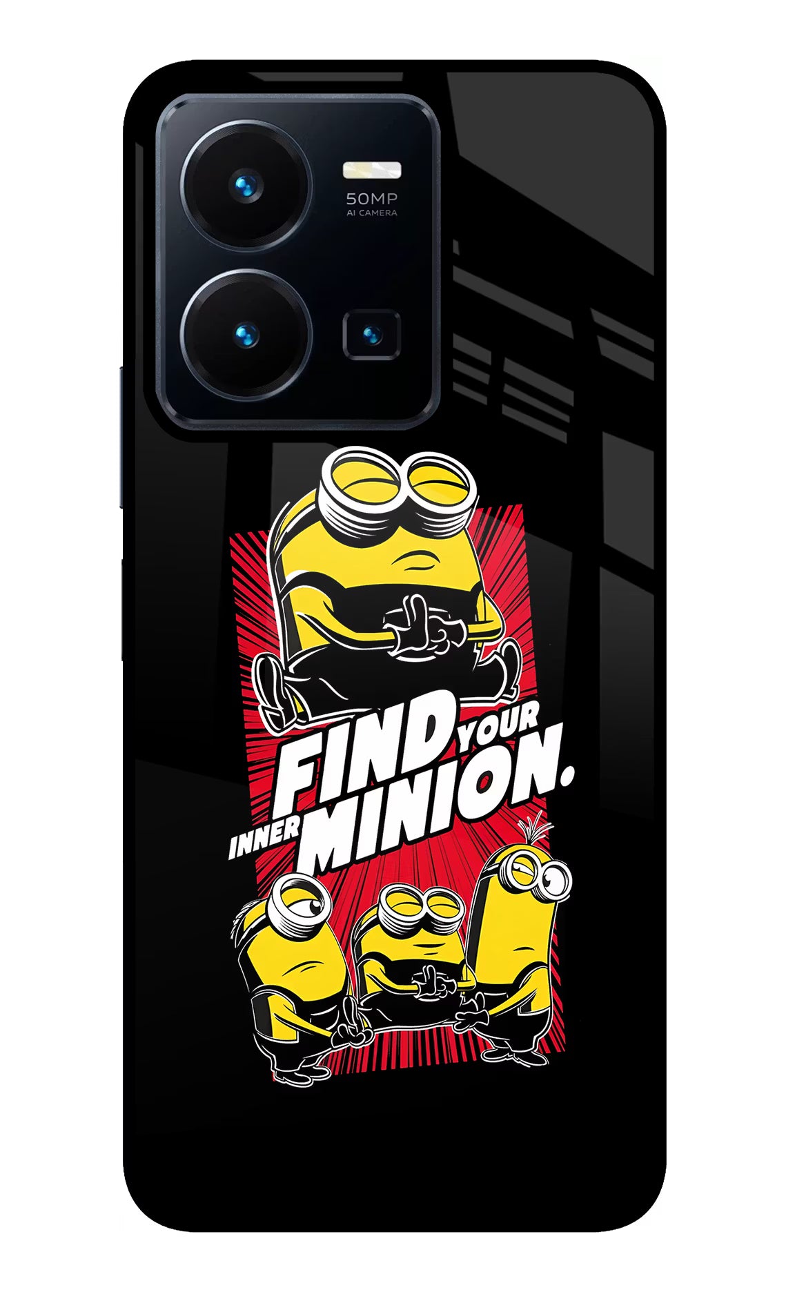 Find your inner Minion Vivo Y35 Glass Case Back Cover by Casekaro