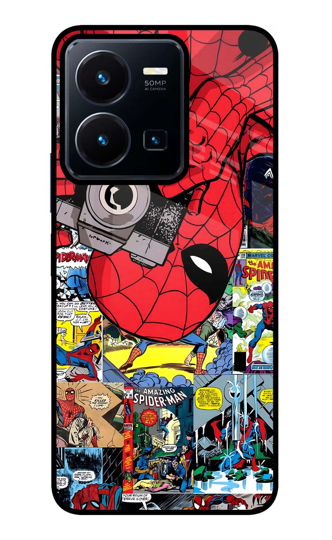 Spider Man Vivo Y35 Glass Case Back Cover by Casekaro