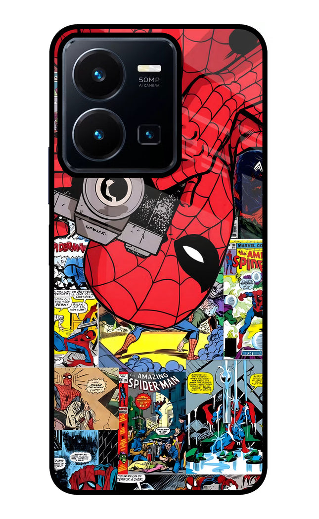 Spider Man Vivo Y35 Glass Case Back Cover by Casekaro