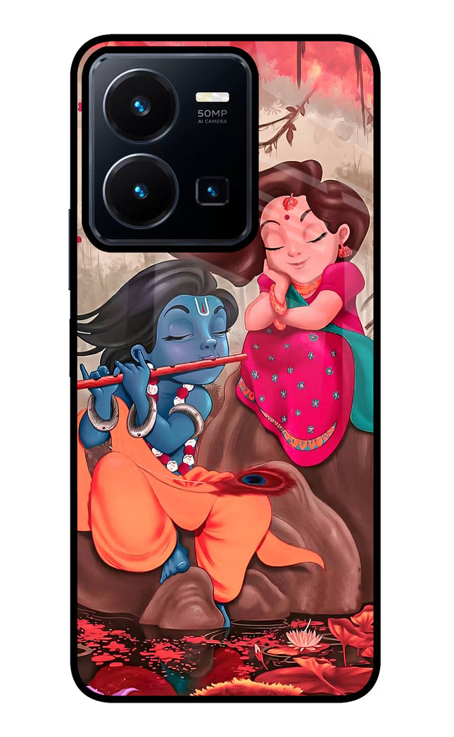 Radhe Krishna Vivo Y35 Glass Case Back Cover by Casekaro