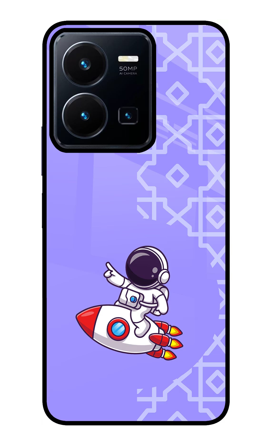 Cute Astronaut Vivo Y35 Glass Case Back Cover by Casekaro