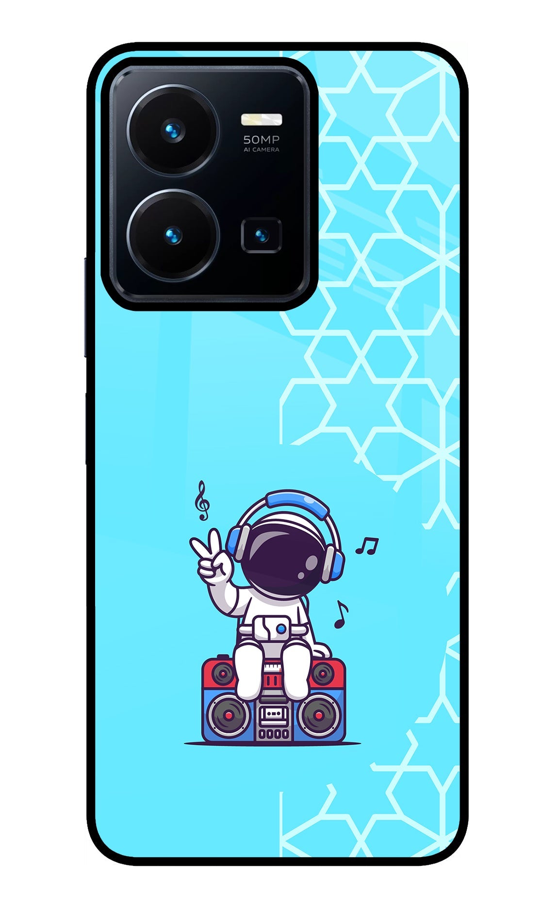 Cute Astronaut Chilling Vivo Y35 Glass Case