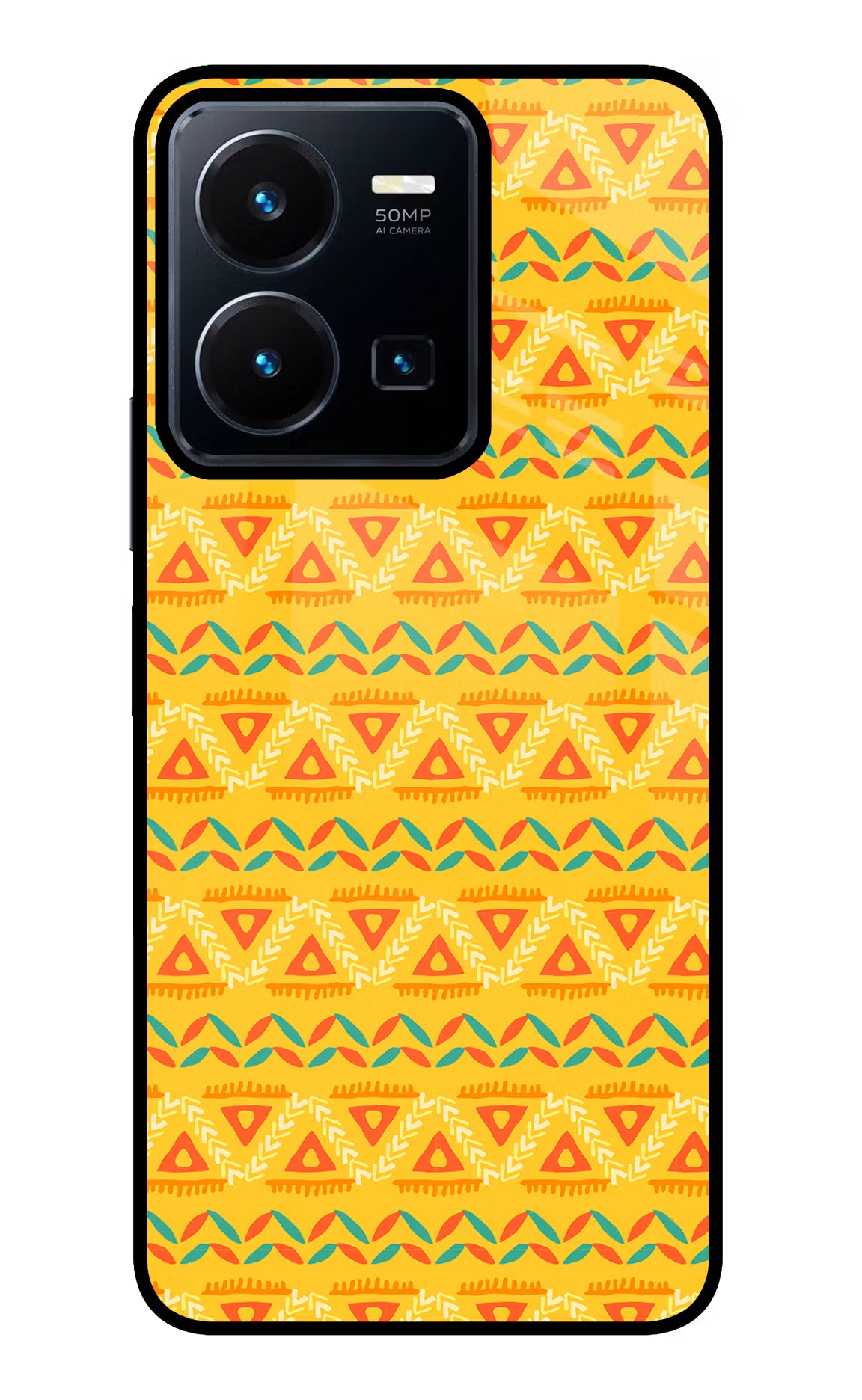 Tribal Pattern Vivo Y35 Glass Case Back Cover by Casekaro