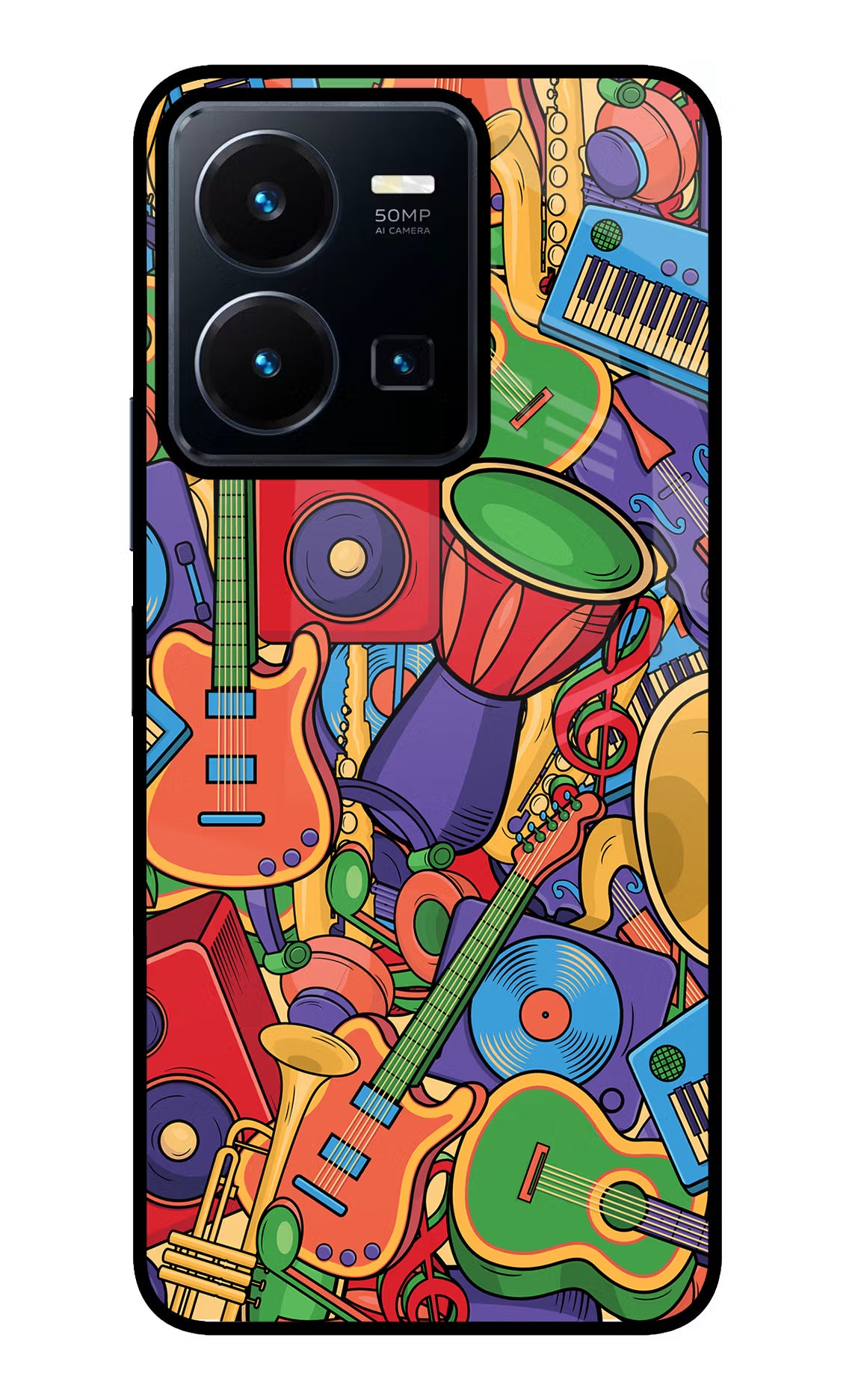 Music Instrument Doodle Vivo Y35 Glass Case