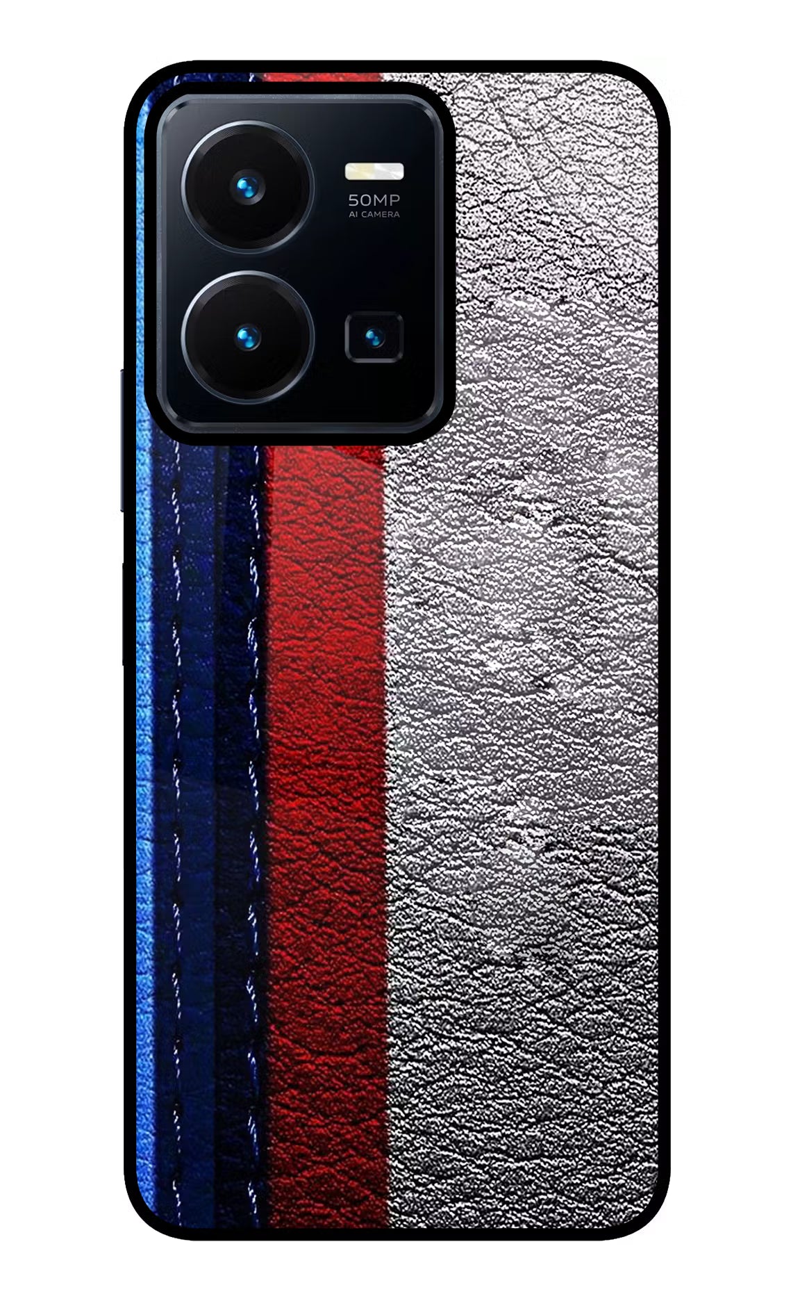BMW Stripes Vivo Y35 Glass Case Back Cover by Casekaro