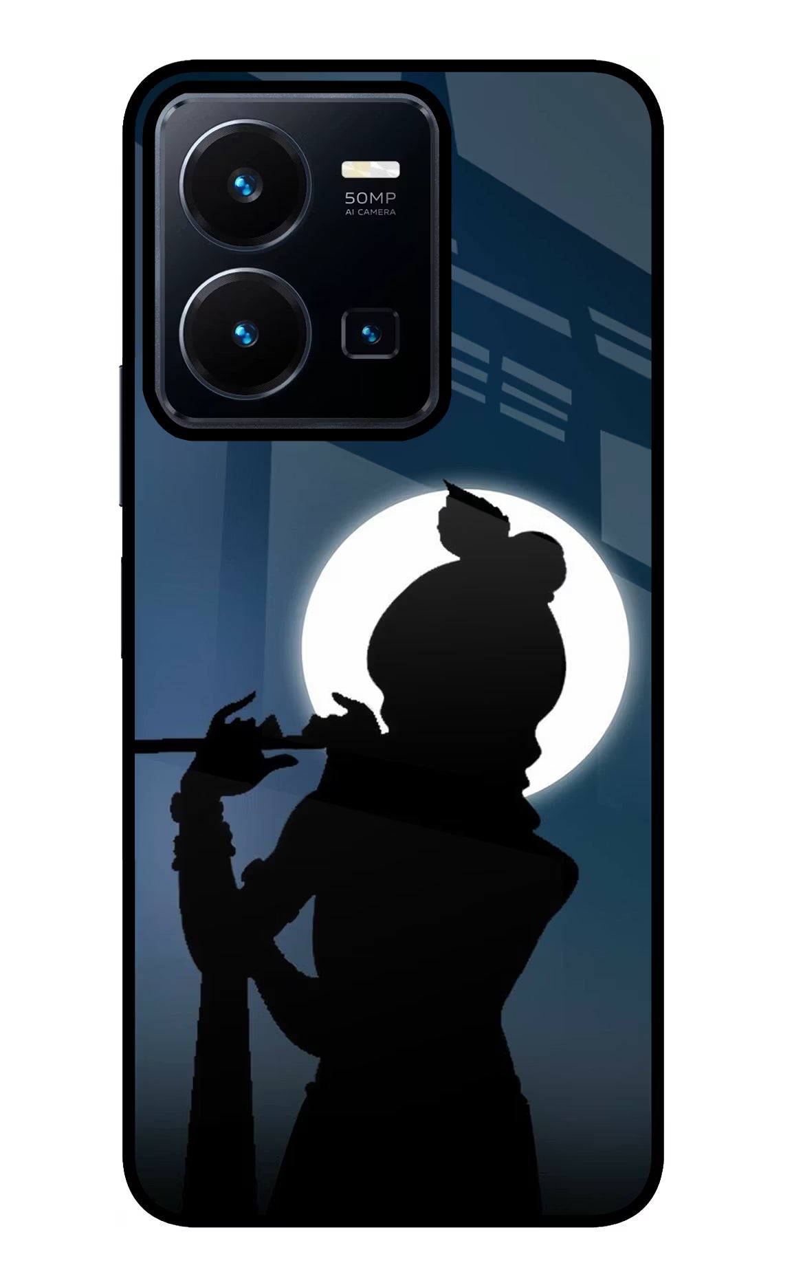 Shri Krishna Silhouette Vivo Y35 Glass Case Back Cover by Casekaro