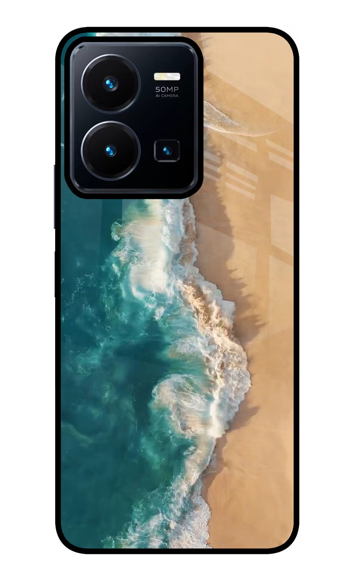 Ocean Beach Vivo Y35 Glass Case Back Cover by Casekaro