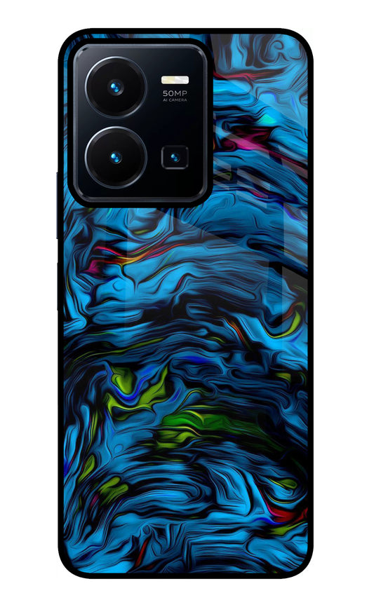 Dark Blue Abstract Vivo Y35 Glass Case