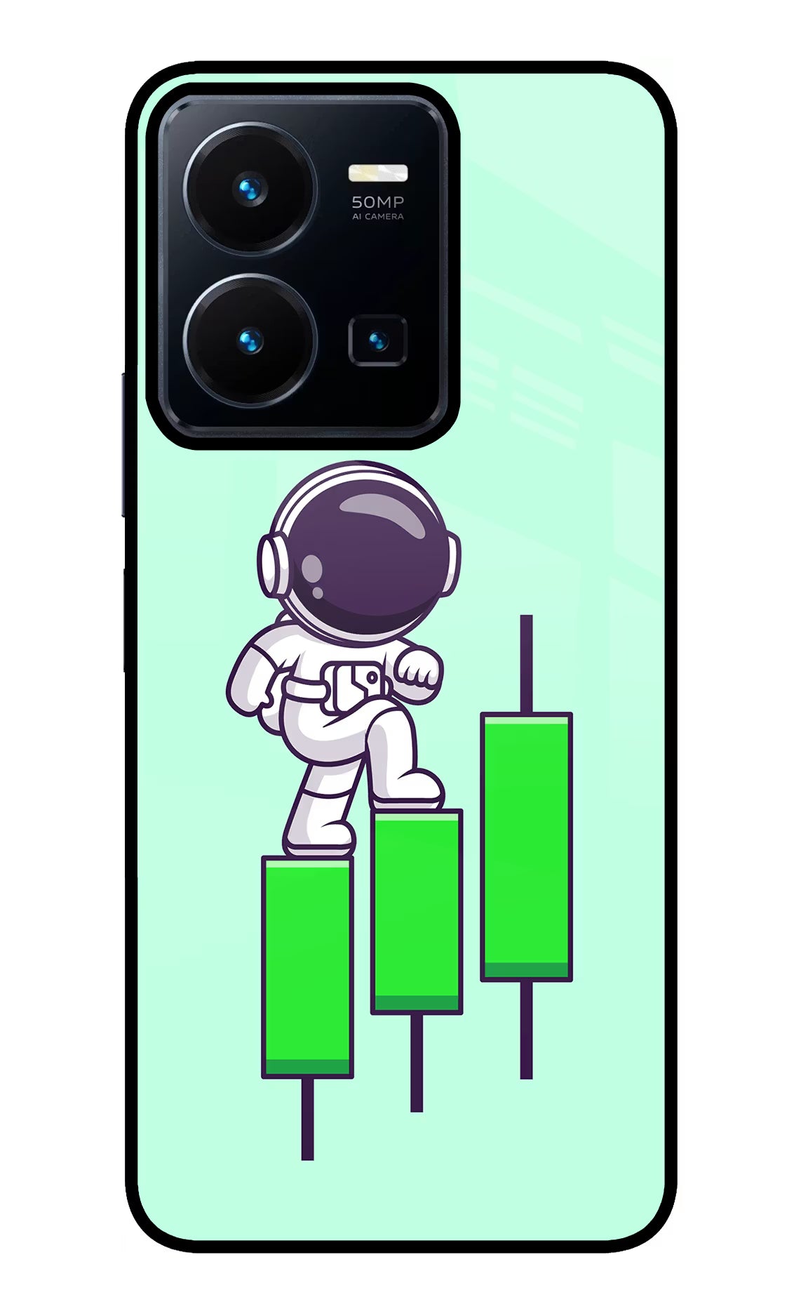 Astronaut Trader Vivo Y35 Glass Case