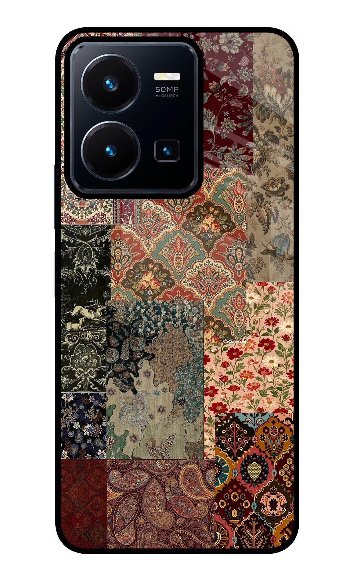 Desi Print Vivo Y35 Glass Case Back Cover by Casekaro