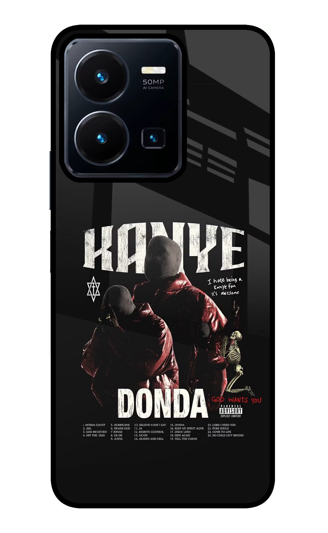 Donda Kanye West Vivo Y35 Glass Case Back Cover by Casekaro