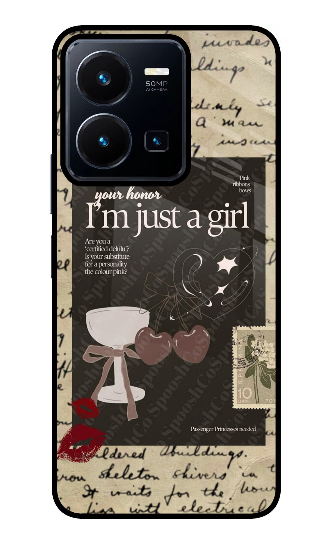 I am just a girl Vivo Y35 Glass Case Back Cover by Casekaro