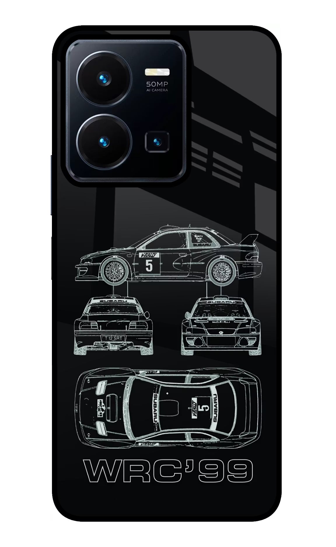 WRC'99 Vivo Y35 Glass Case Back Cover by Casekaro