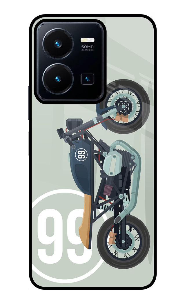 Classic Cafe Racer 99 Vivo Y35 Glass Case Back Cover by Casekaro