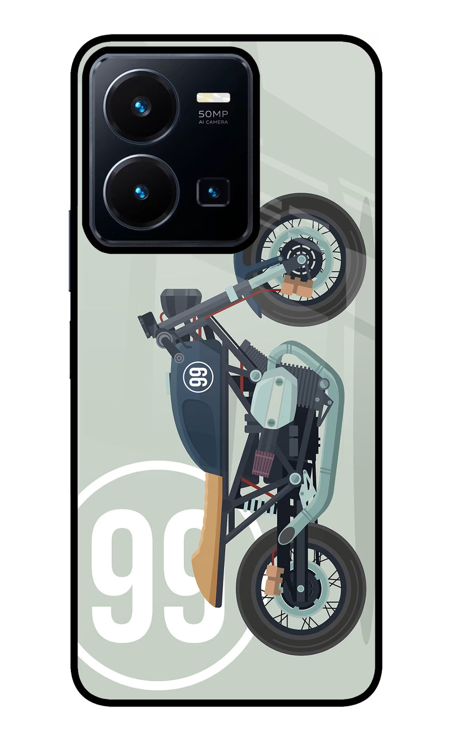 Classic Cafe Racer 99 Vivo Y35 Back Cover, Glass case