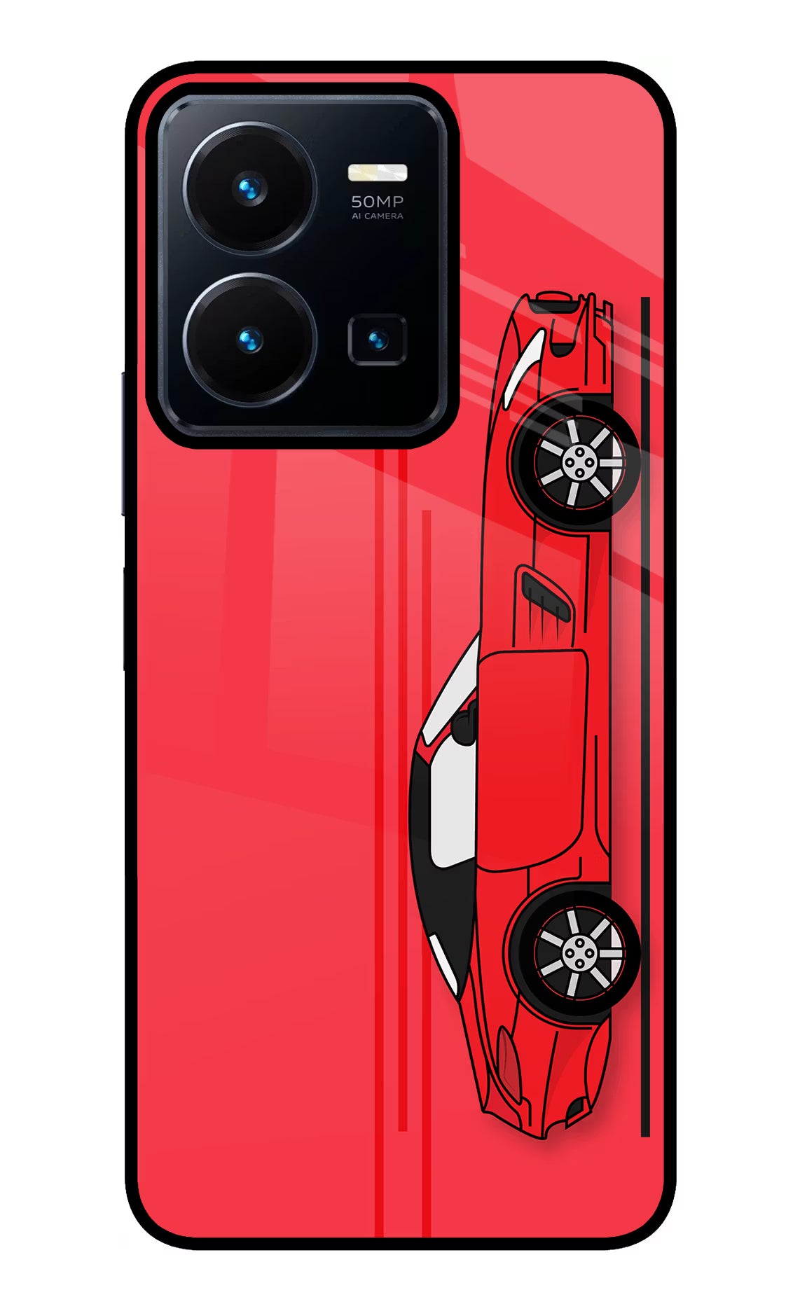 Red Velocity Vivo Y35 Glass Case Back Cover by Casekaro