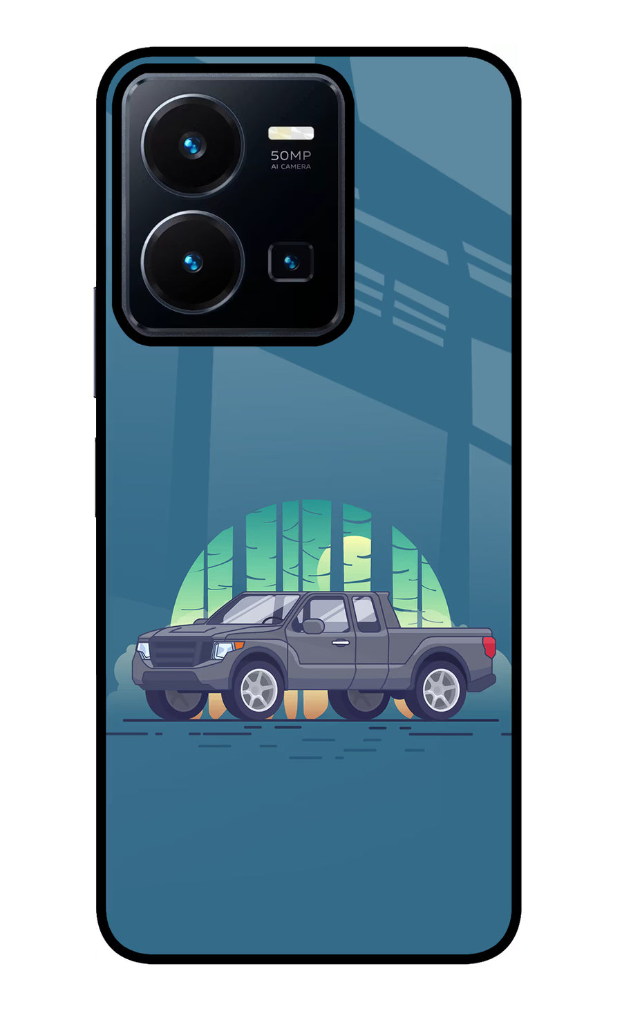Retro Garage Vibe Vivo Y35 Back Cover, Glass case