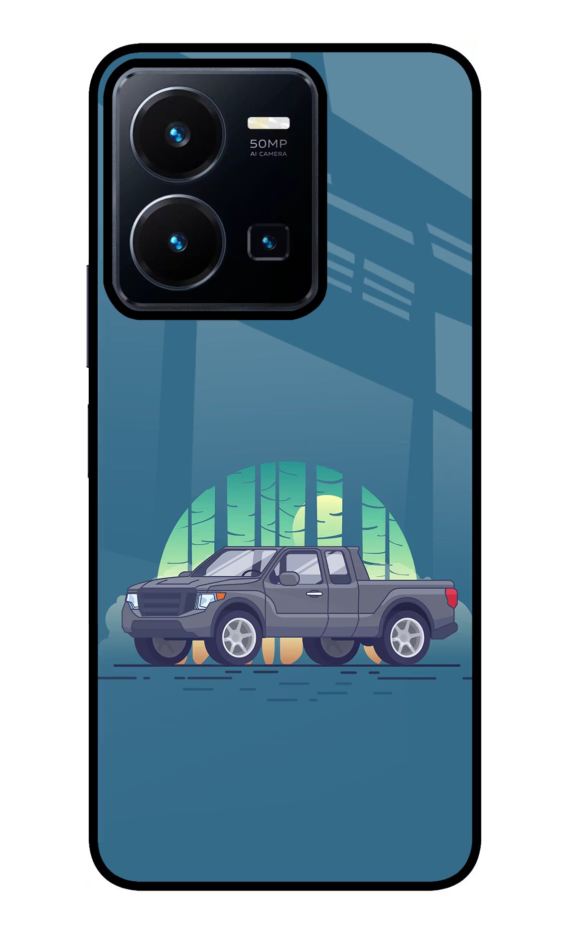 Retro Garage Vibe Vivo Y35 Glass Case