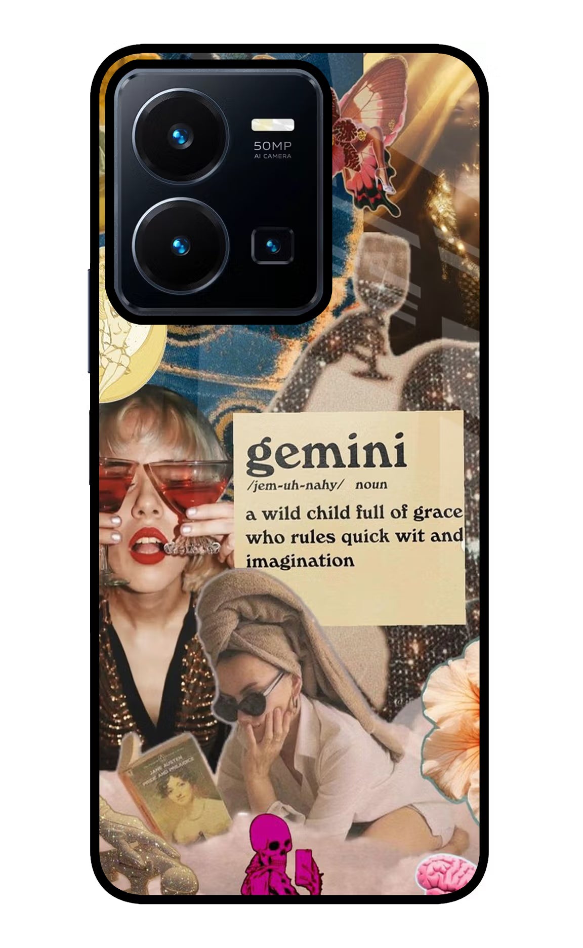 Gemini Zodiac Vivo Y35 Glass Case Back Cover by Casekaro