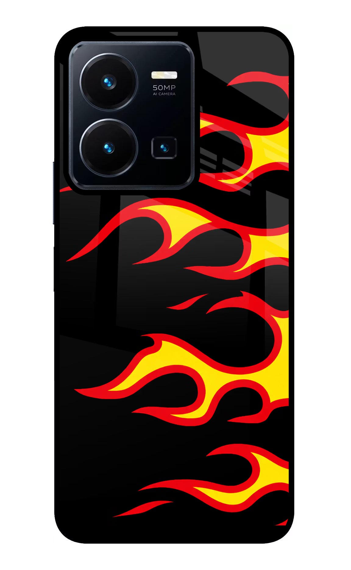 Side Sweep Flames Vivo Y35 Glass Case
