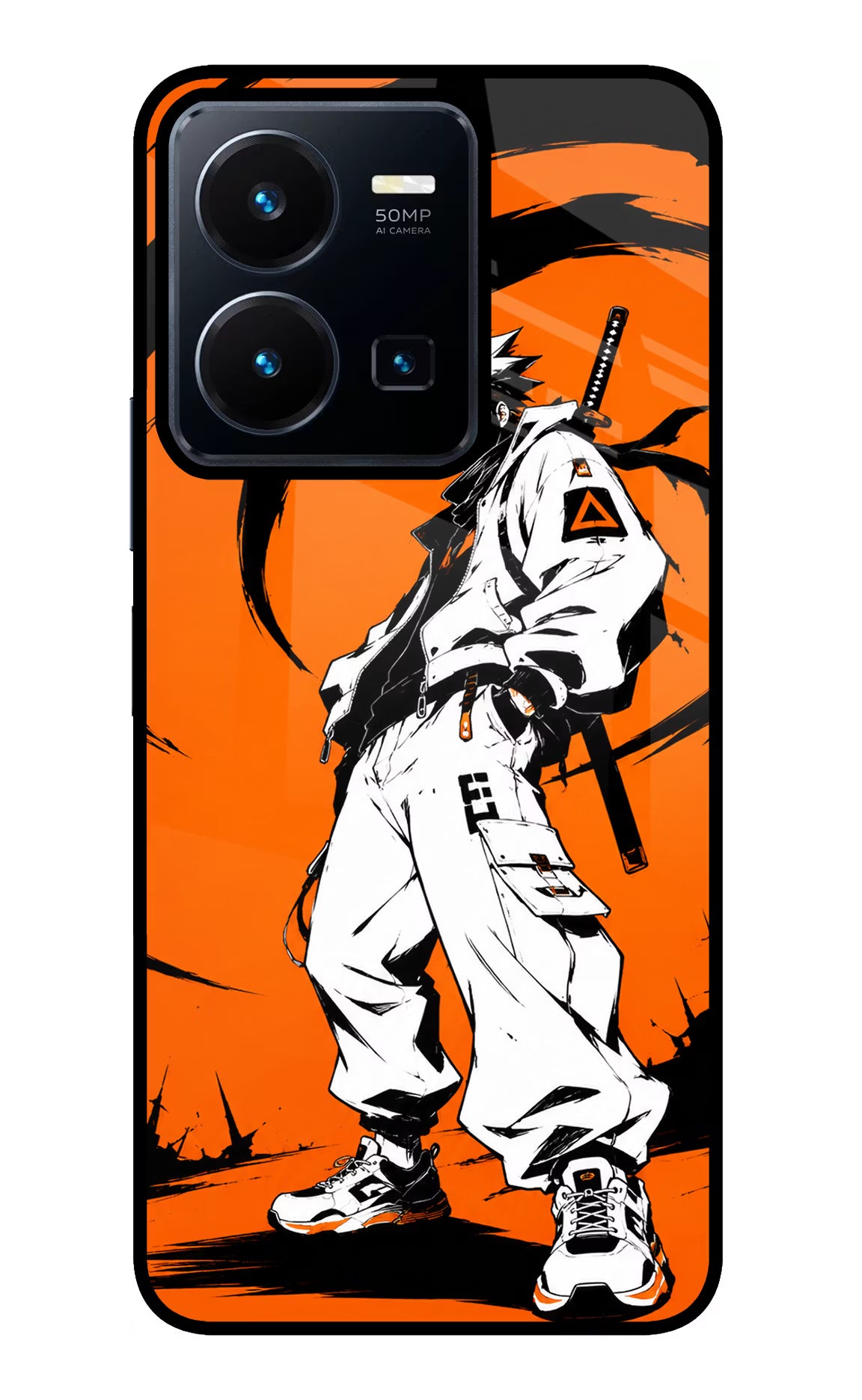Street Samurai  Vivo Y35 Glass Case Back Cover by Casekaro
