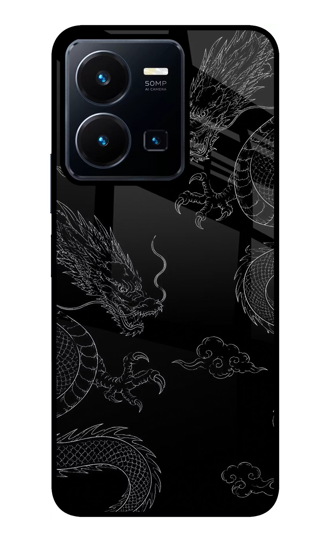 Twin Dragons Vivo Y35 Glass Case Back Cover by Casekaro