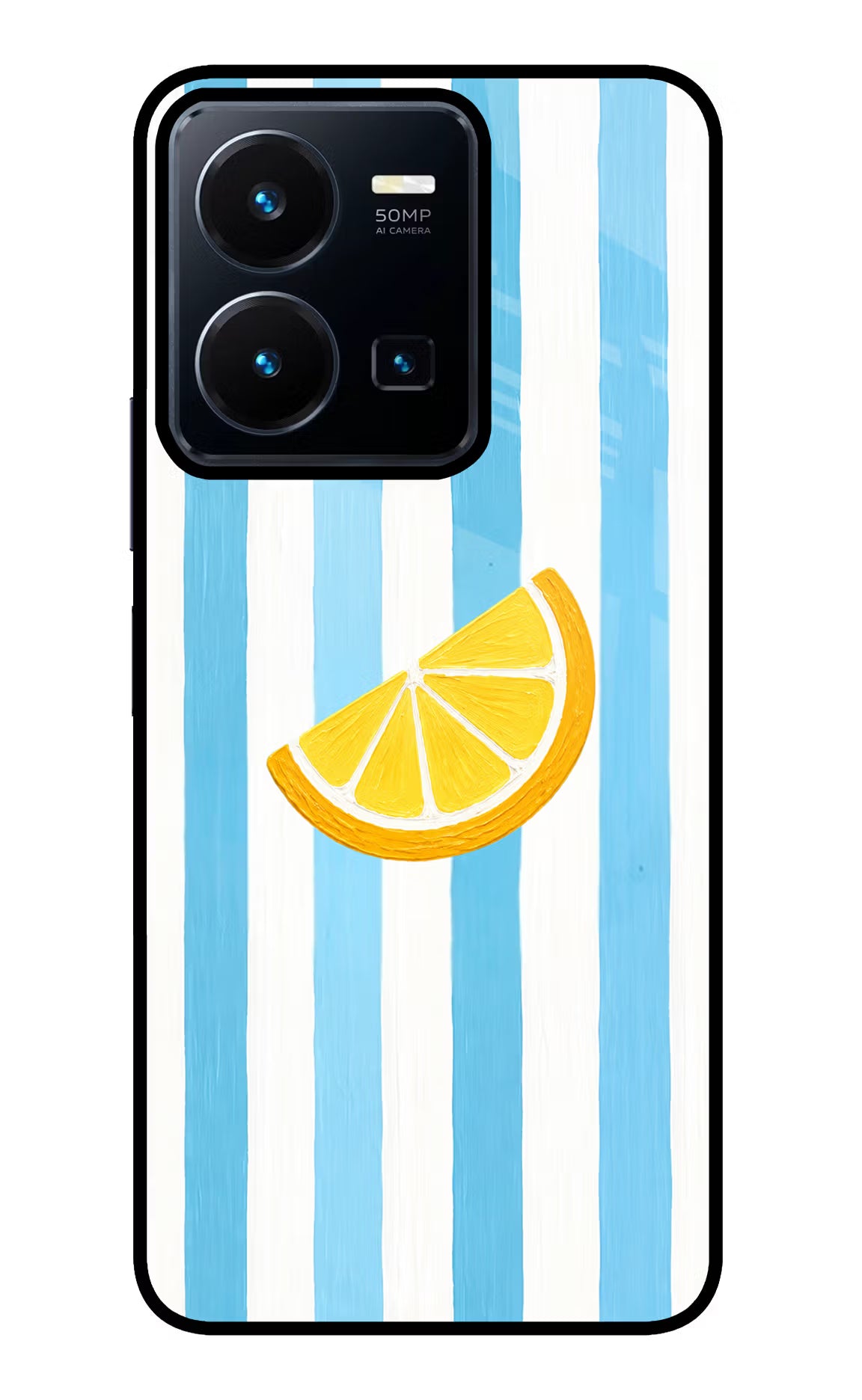 Summer Lemon Vivo Y35 Glass Case Back Cover by Casekaro