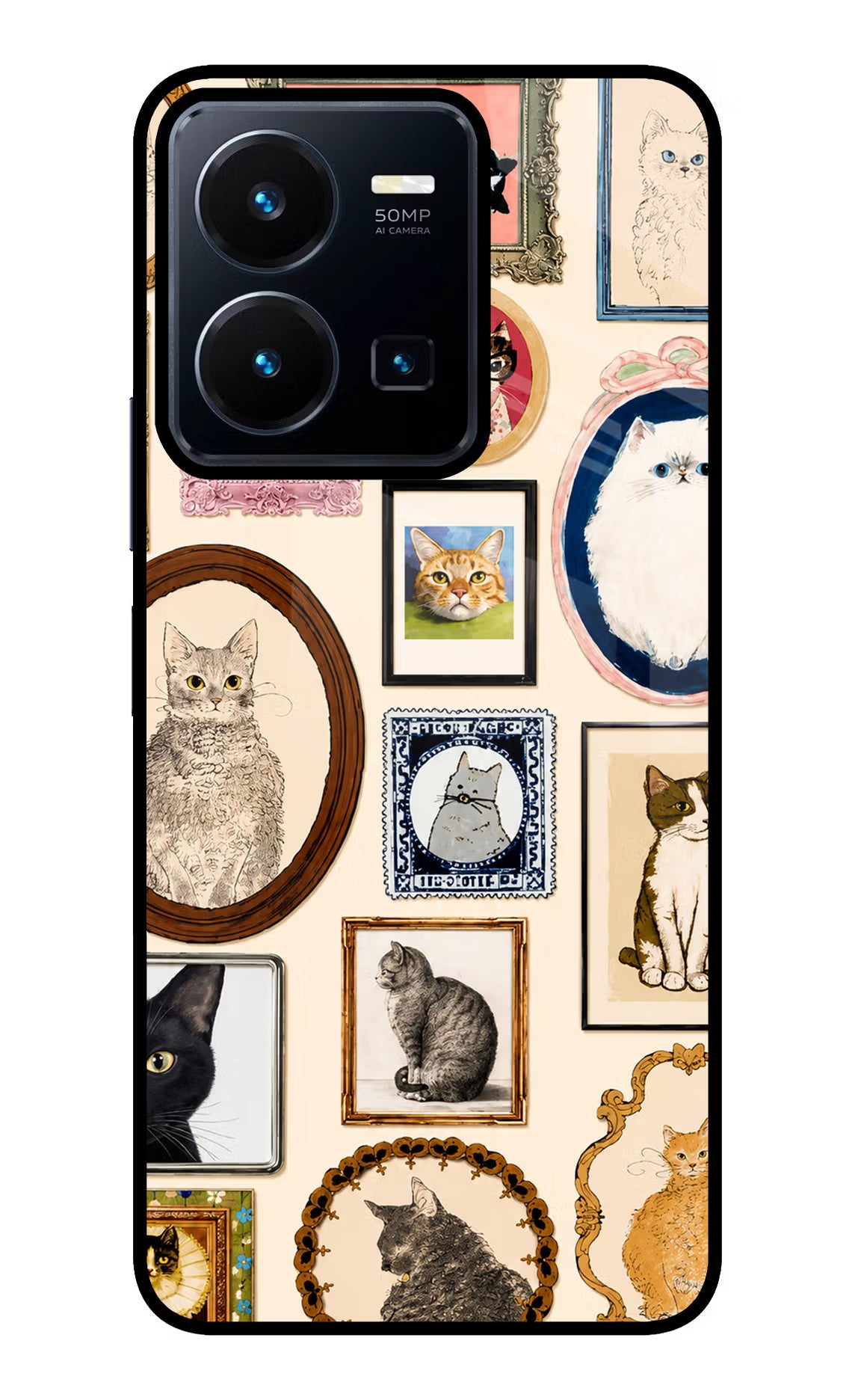 Mirror Cats Vivo Y35 Glass Case