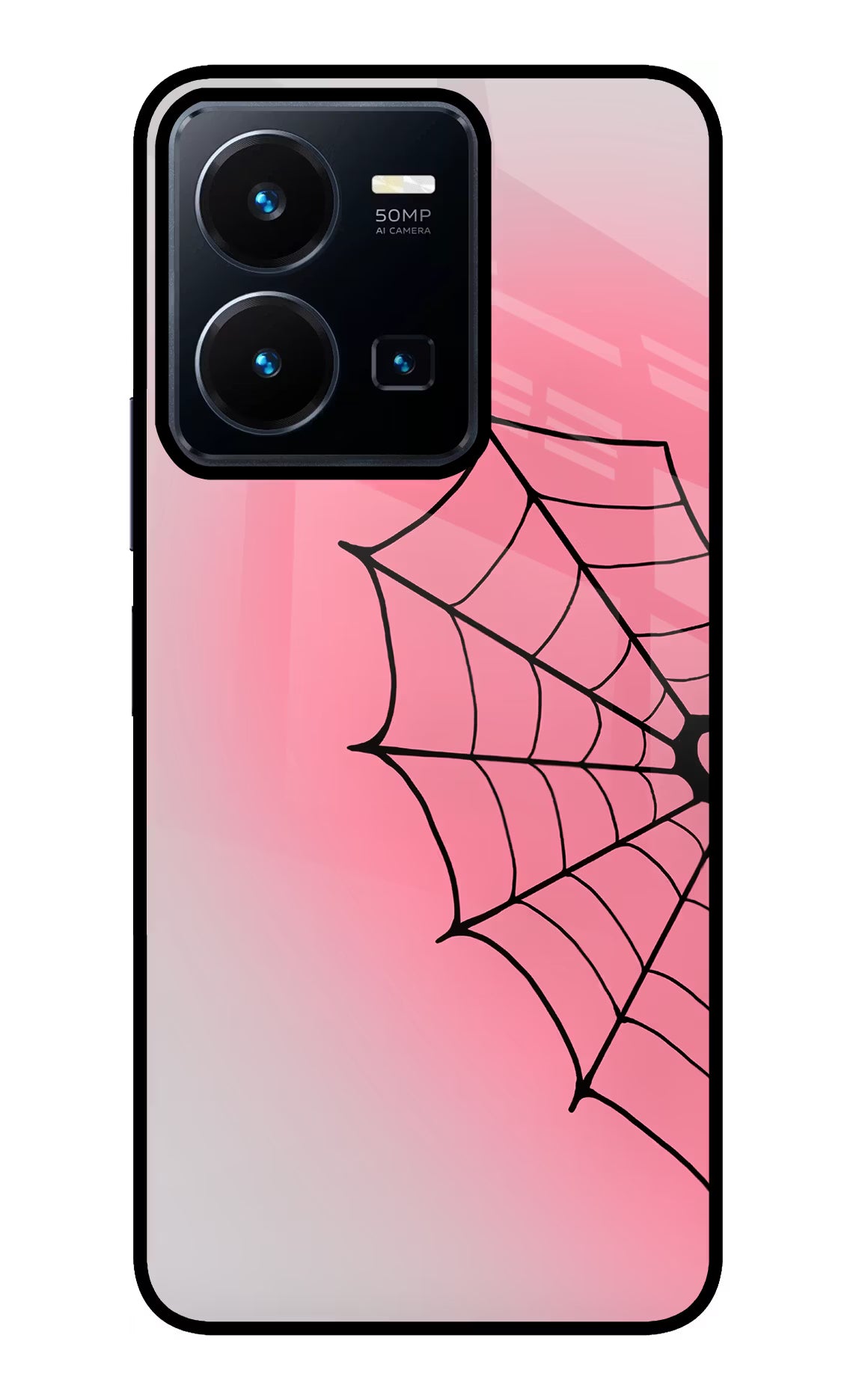 Pink Web Vivo Y35 Glass Case