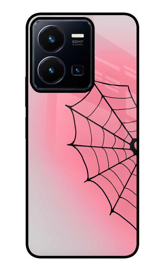 Pink Web Vivo Y35 Glass Case