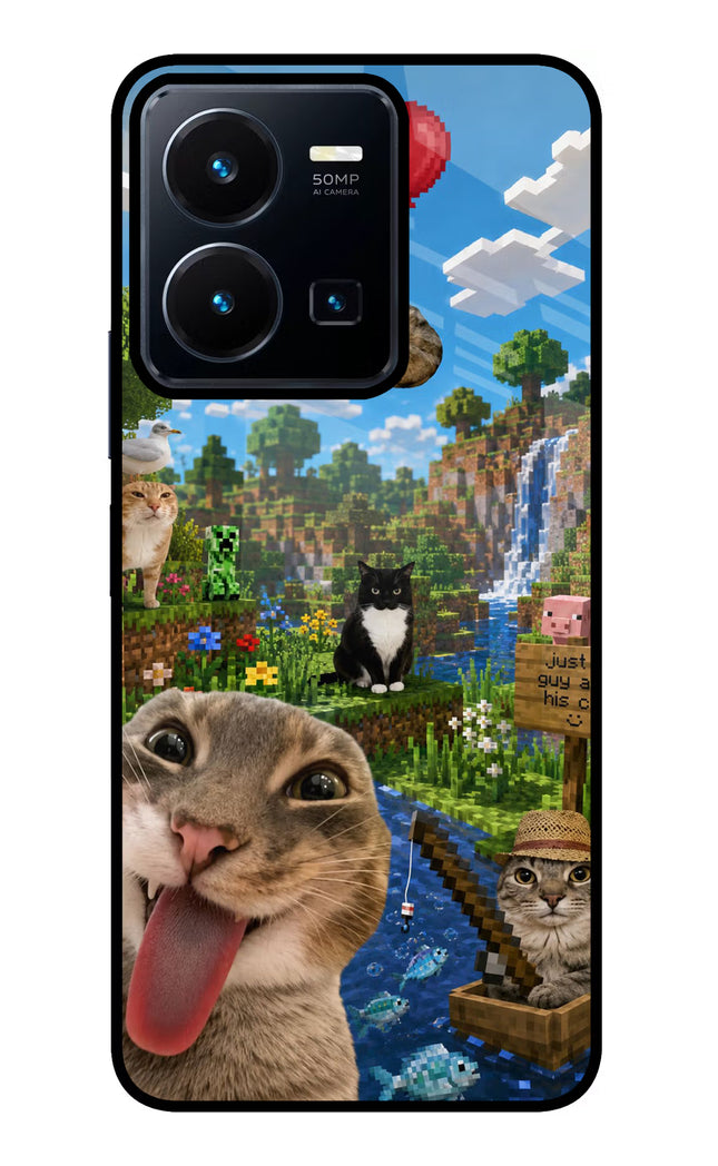 Minecraft Cat Chaos Vivo Y35 Glass Case