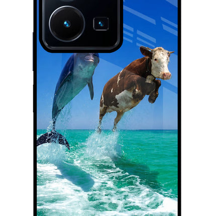 Dolphin vs Cow Vivo Y35 Glass Case