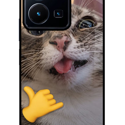 Silly Cat Call Vivo Y35 Glass Case