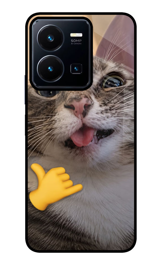 Silly Cat Call Vivo Y35 Glass Case