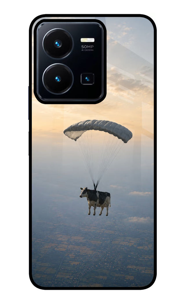 Skydiving Cow Vivo Y35 Glass Case