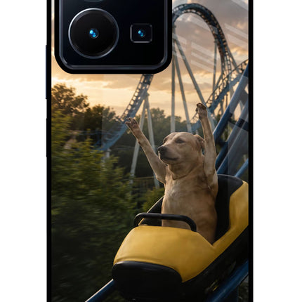 Rollercoaster Dog Vivo Y35 Glass Case