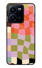 Wavy Grid Vivo Y35 Glass Case