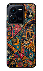 Folk Print Vivo Y35 Glass Case