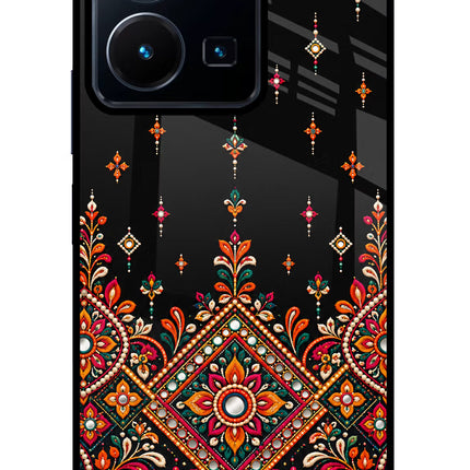 Noir Mehfil Vivo Y35 Glass Case