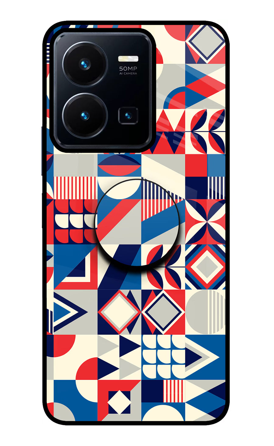 Colorful Pattern Vivo Y35 Pop Case, Glass case
